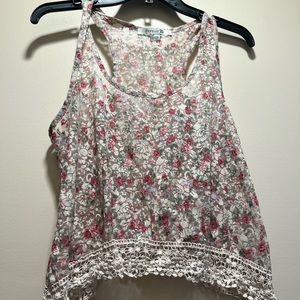 Flower lace medium tank top